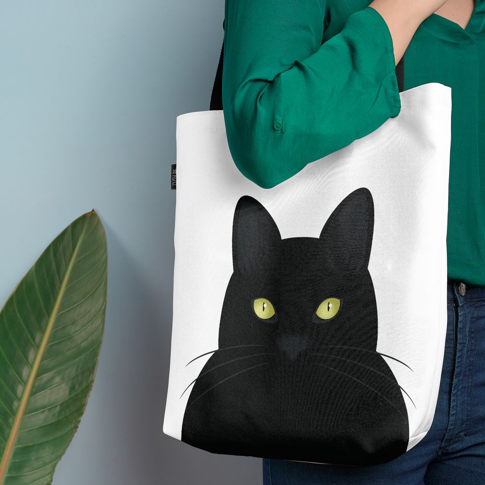 Чанта Черна котка със светнали очи