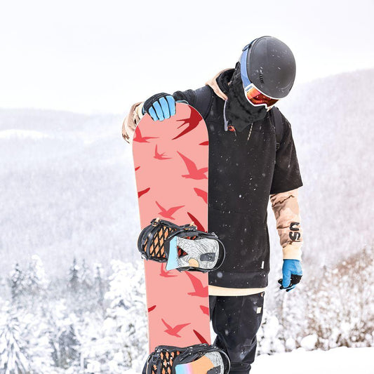 Сноуборд скин Летящи птици в розовото небе