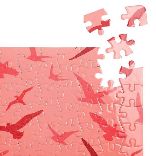 Пъзел Летящи птици в розовото небе