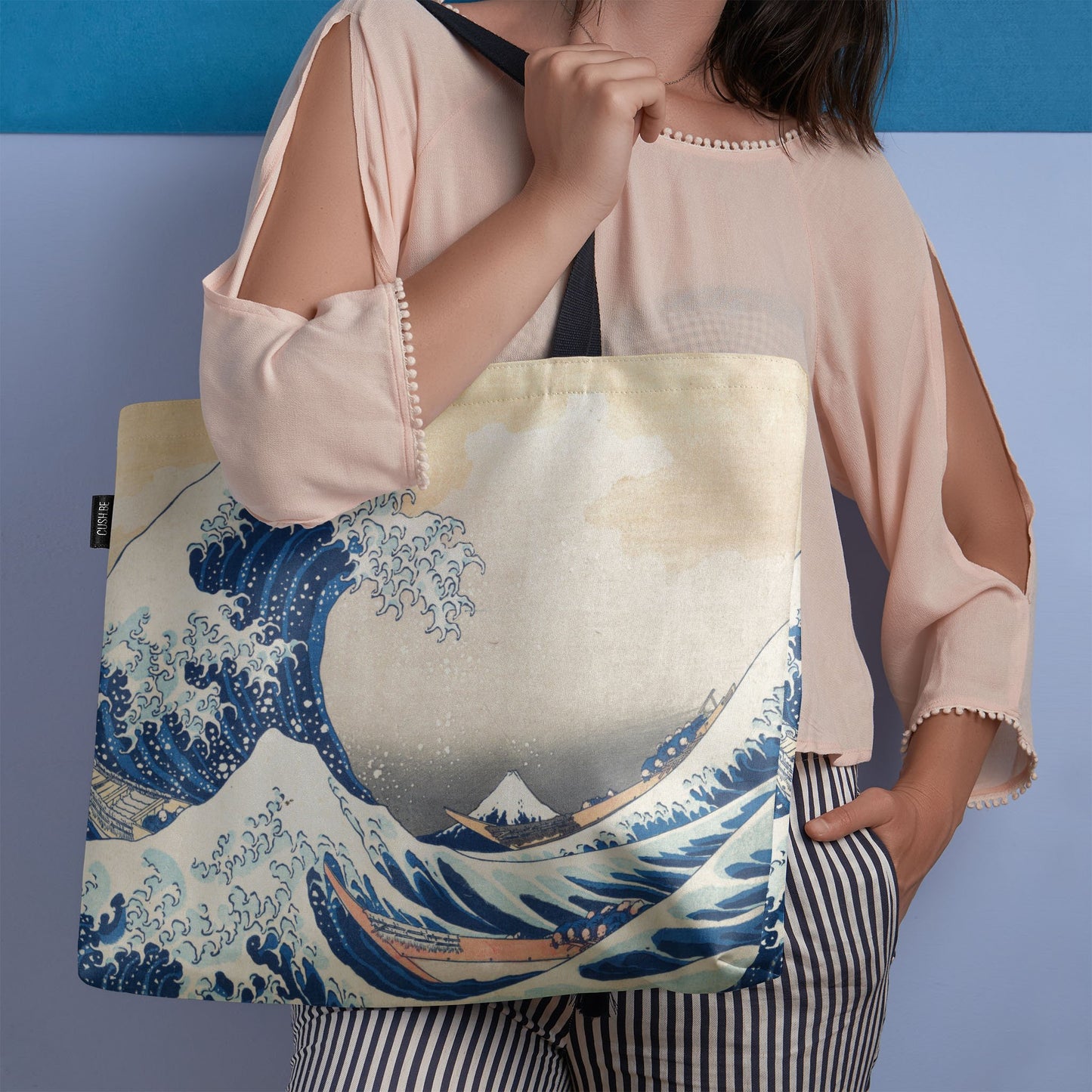 Голяма чанта Голямата вълна край Канагава на Кацушика Хокусай