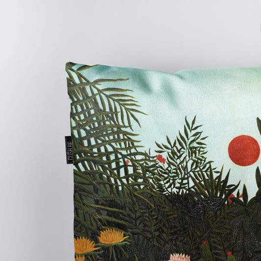 Възглавница Джунгла със залязващо слънце на Анри Русо