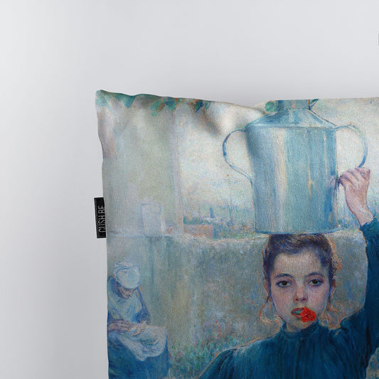 Възглавница Селско момиченце с карамфил на Адолфо Гиард