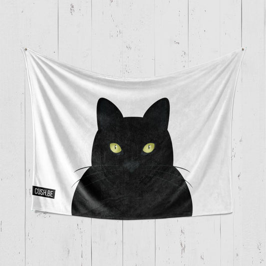 Одеяло Черна котка със светнали очи