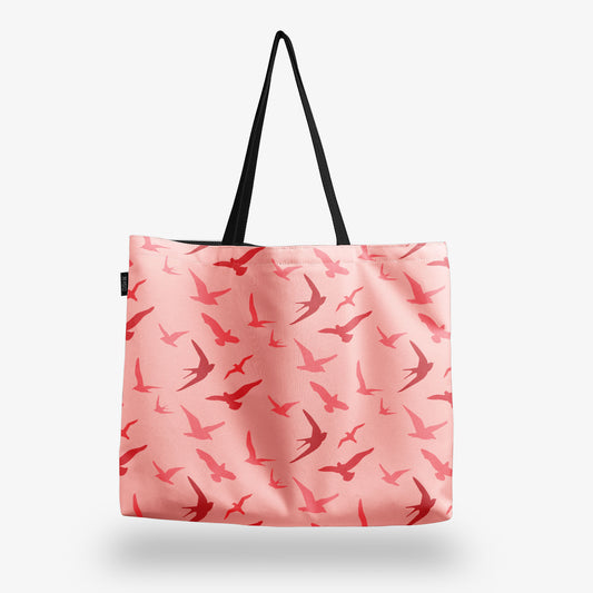 Голяма чанта Летящи птици в розовото небе