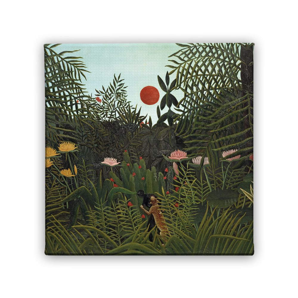 Картина Джунгла със залязващо слънце на Анри Русо