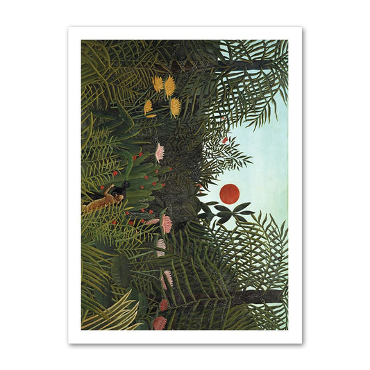 Плакат Джунгла със залязващо слънце на Анри Русо