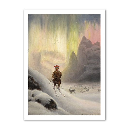 Плакат Саами на ски в северно сияние на Франц Дидрик Бо